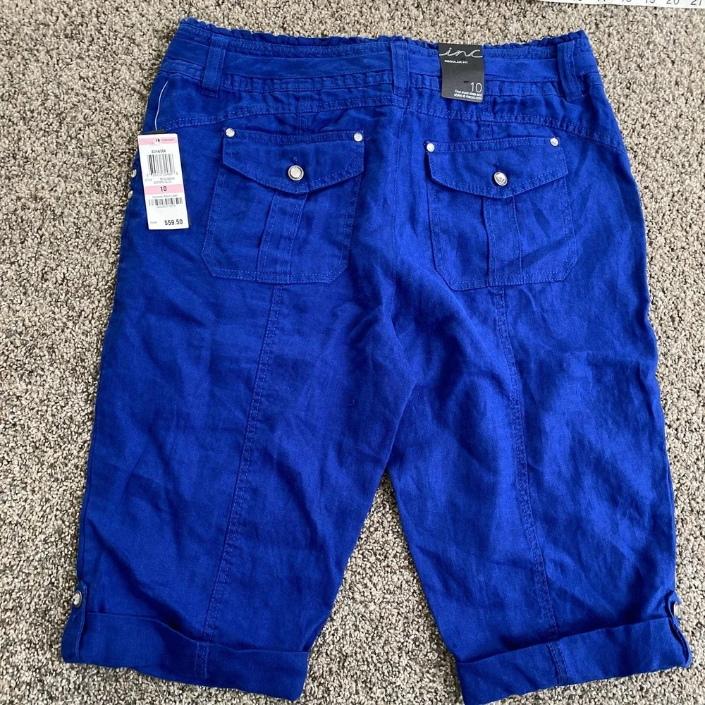 Inc Int'l Concepts Blue Linen Bermuda Shorts - size 10 - Picture 5 of 5